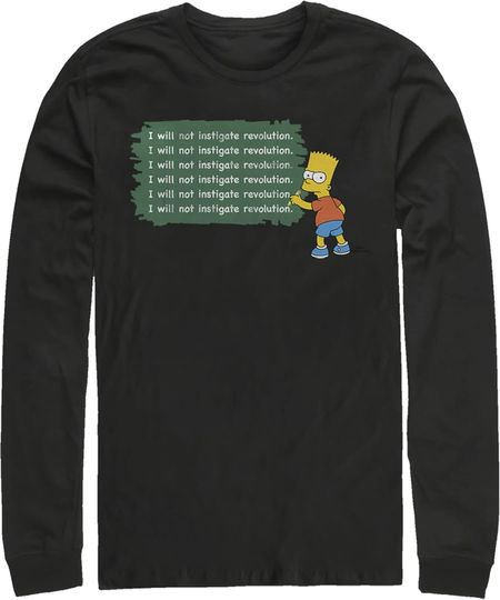 Men's The Simpsons Bart Chalkboard Long Sleeve Shirt
