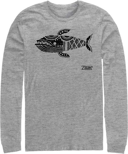 Discover Men's Nintendo Legend of Zelda Link's Awakening Whale Hieroglyphic Long Sleeve Shirt