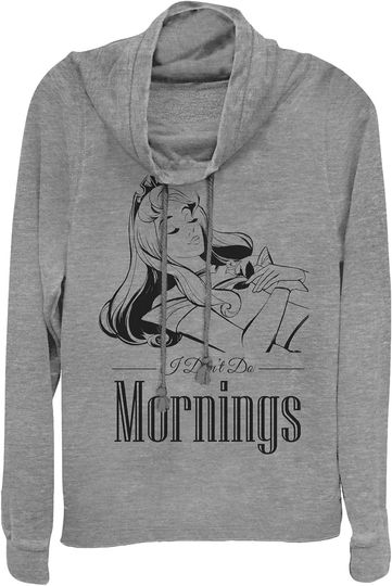 Discover Fifth Sun Disney Princesses No Mornings Women's Cowl Neck Long Sleeve Knit Top