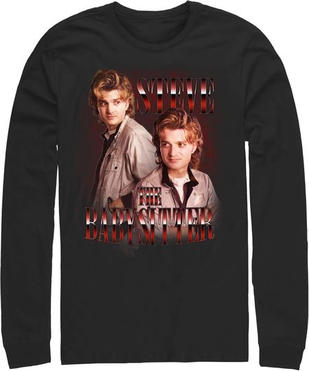Discover Men's Stranger Things Steve The Babysitter Long Sleeve Shirt