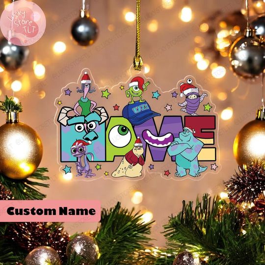 Discover Personalized Disney Pixar Monsters University Christmas Ornament, Custom Name Family Christmas Tree Hanging Ornament, Christmas Gift 2024
