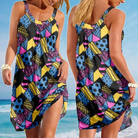 Sally Sling Summer Dress, Nightmare Before Christmas Dress, Halloween Sleeveless Dress, Women Sundress, Disney Gift For Her