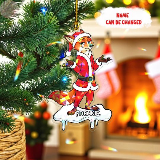 Discover Personalized Zootopia Nick Wilde Ornament 2025, Custom Name Disney Acrylic Christmas Decoration, Cute Animal Fox Xmas Tree Gift for Family