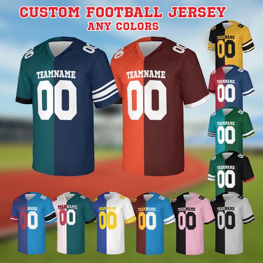 Discover Personalized Any Two Football Teams, Custom Team Name And Number Football Jersey