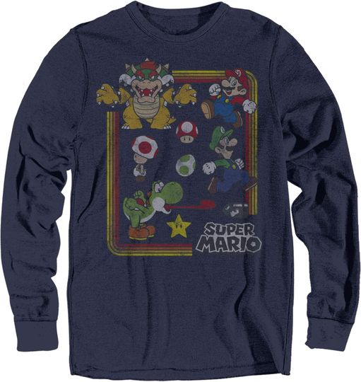 Discover Men's Nintendo Super Mario Rainbow Frame Long Sleeve Shirt