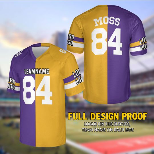 Discover Moss Split Football Jersey, Randy Two Football Team Jersey, Football Jersey Uniform