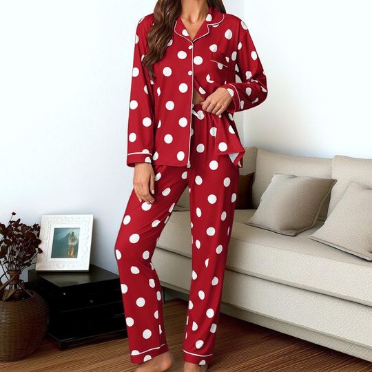 Discover Women's Red Polka Dot Pajama Set