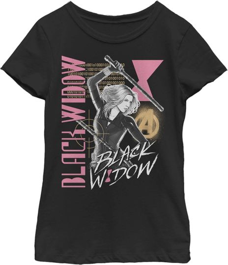 Marvel Girl's Black Widow Retro T-Shirt, X-Large