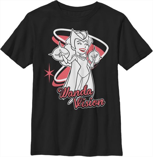 Fifth Sun Kids' Marvel Film Wandavision Wanda Special Boy's Premium Solid Crew Tee