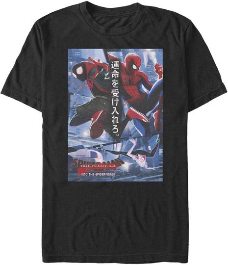 Discover Men's Marvel Spider-Man: Into The Spider-Verse Japanese Characters T-Shirt