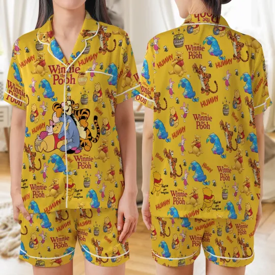 Discover Pooh Bear & Friends Hunny Jar Winnie The Pooh Satin Short-Sleeve Pajamas Set