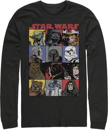 Discover Men's Star Wars Comic Strip Cartoon Group Long Sleeve Shirt