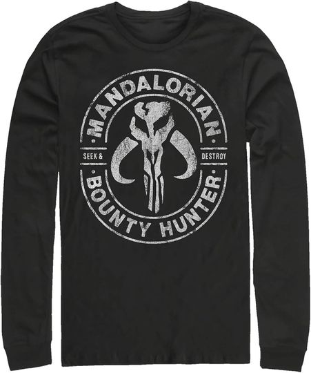 Men's Star Wars: The Mandalorian Seek & Destroy Stamp Long Sleeve Shirt