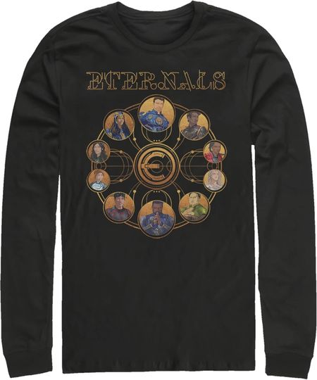 Men's Marvel Eternals Circular Gold Long Sleeve Shirt