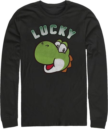 Discover Men's Nintendo Super Mario St. Patrick's Day Lucky Yoshi Long Sleeve Shirt