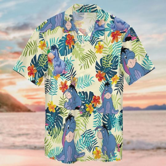 Discover Eeyore Disney Hawaiian Shirt, Winnie Pooh Button Shirt, Eeyore Donkey Tropical Shirt, Disneyland Summer Shirt, Disneyworld Beach Shirt