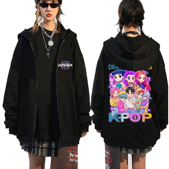 KPop Huntrix Anime Demon Hunters Zipper Hoodie