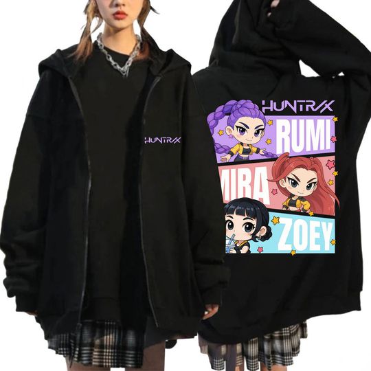 Anime Kpop Demon Hunter Huntrix Cute Zipper Graphic Hoodies