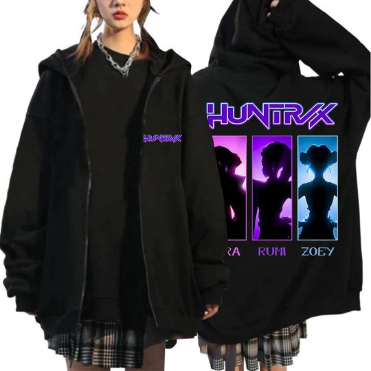 Kpop Anime Demon Hunters Huntrix Girls Rumi Zoey Mira Zipper Hoodie
