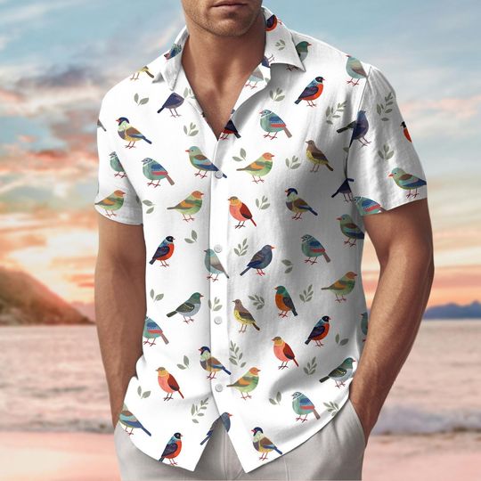 Discover Colorful Bird Button Shirt, Hawaiian Animal Aloha Summer Beach Shirt