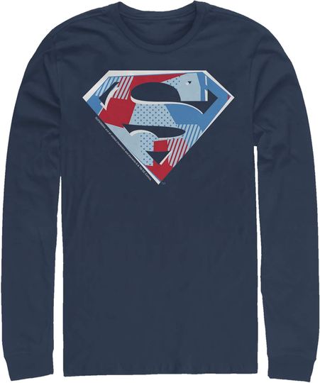 Fifth Sun Men's Superman Logo Geometric Long Sleeve Shirt