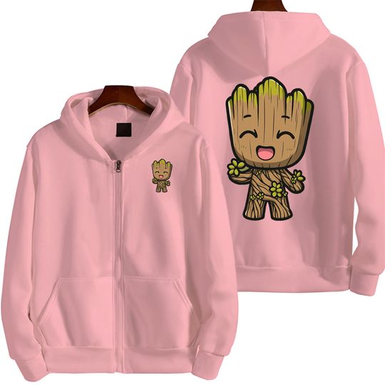 Marvel Groot Spring and Autumn New Men's Zipper Hoodie
