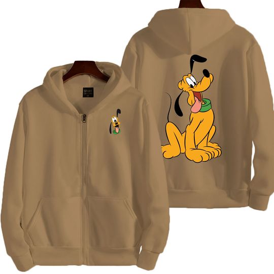 pluto dog Men Cartoon Zipper Hoodie