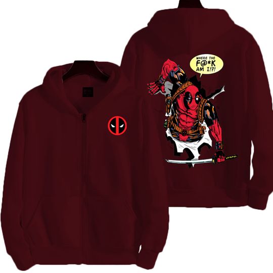 Marvel Deadpool Spring and Autumn New Men's Zipper Hoodie