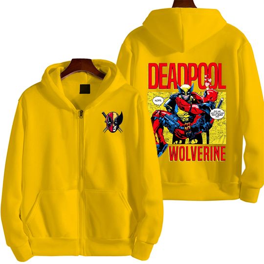 Deadpool And Wolverine Marvel Spring and Autumn New Men's Zipper Hoodie
