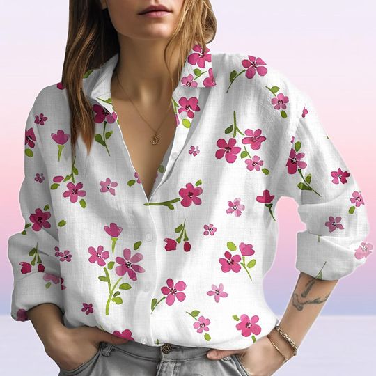 Discover Wildflowers Blouse Shirt, Garden Floral Women Blouse, Vintage Botanical Women Shirt, Nature Lover Shirt, Gift For Her