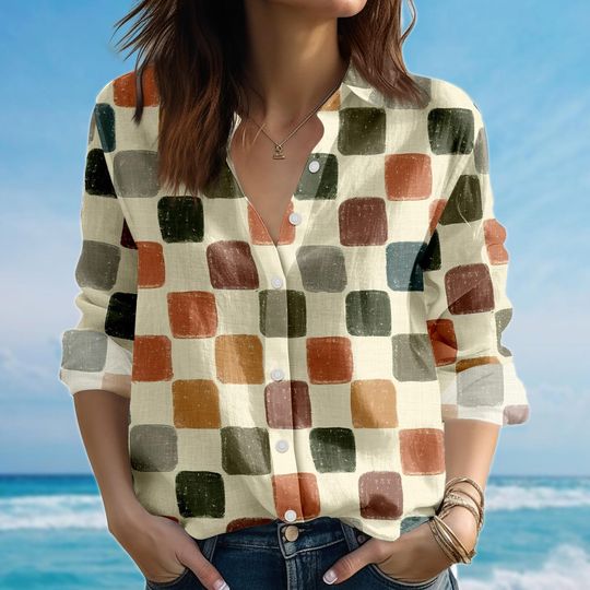 Discover Toile Blouse Shirt, French Vintage Women Shirt, Retro Women Blouse Shirt, Gift For Her