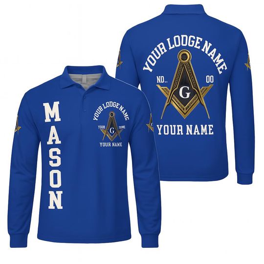 Discover Custom Freemason Lodge Polo Shirt  Personalized Long Sleeve Mason Design