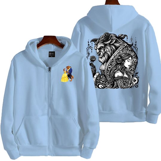 Discover Beauty and the Beast Men Cartoon Hoodie Spring Autumn Women Oversized Sweatshirt With Zipper New Couple street fashion Coat