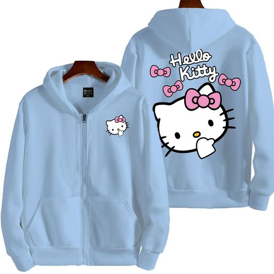 Hello Kitty Cartoon Spring and Autumn New Men's Zipper Hoodie