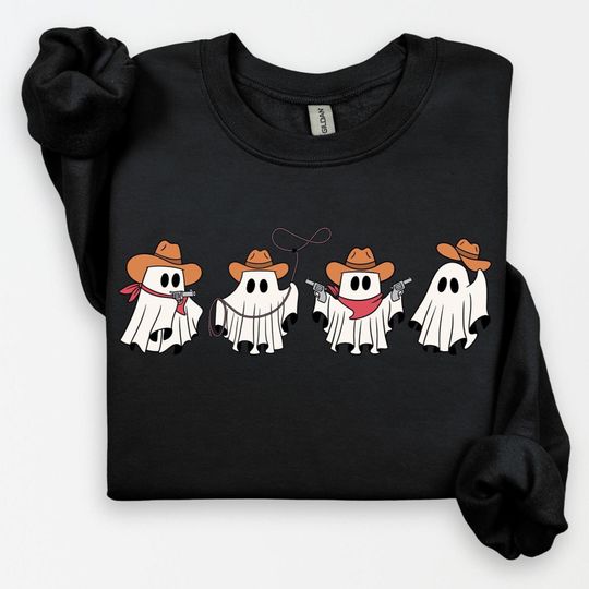 Discover Halloween Cowboy Sweatshirt, Halloween Western Sweatshirt, Halloween Tee