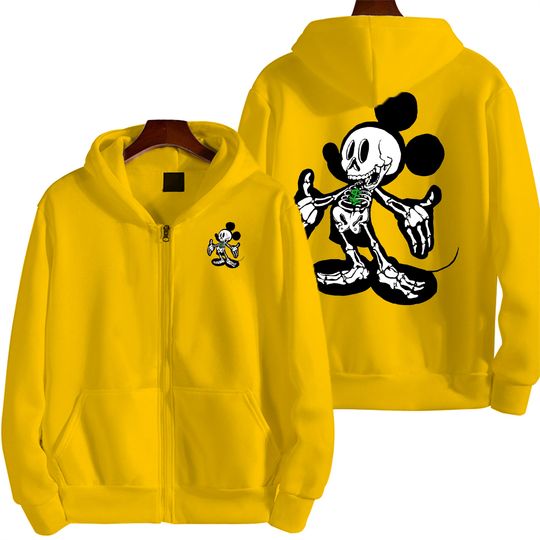Skeleton Mickey Mouse Cartoon Spring and Autumn New Men's Zipper Hoodie