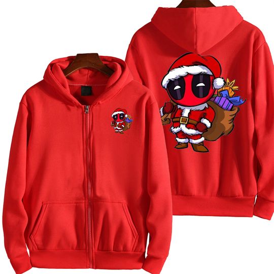 Deadpool Jolly Red Guy Cartoon Spring and Autumn New Men's Zipper Hoodie