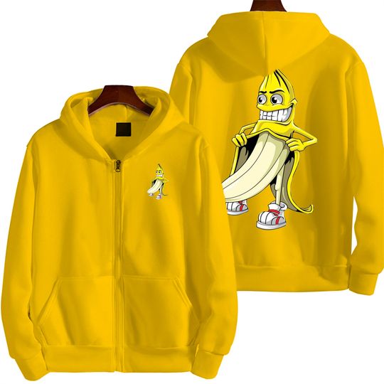 Funny banana Cartoon Spring and Autumn New Men's Zipper Hoodie