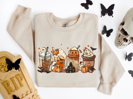 Discover Halloween Fall Sweatshirt, Nightmare Coffee Lover Western Boo Sweatshirt