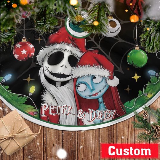Discover Personalized Jack & Sally Christmas Tree Skirt, Nightmare Before Christmas Tree Skirt, Disney Couple Home Decor, Christmas Gifts