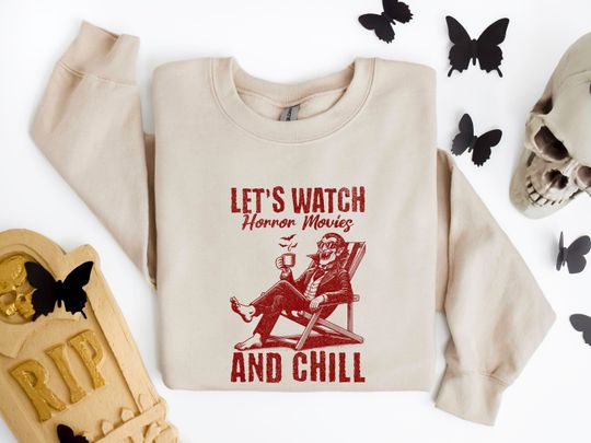 Discover Let's Watch Horror Movies Sweatshirt, Scary Movie Shirt, Halloween Sweatshirt