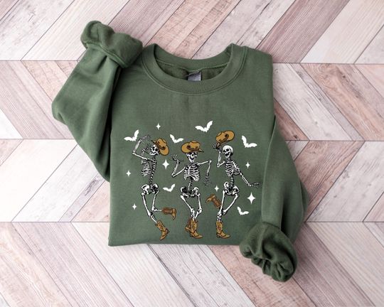 Dancing Skeleton Sweatshirt, Pumpkin Sweater, Pumpkin Skeleton Shirt