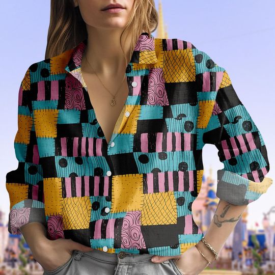 Sally Cosplay Blouse Shirt, Disney Sally Outfit, Nightmare Before Christmas Women Shirt, Halloween Dress, Spooky Season Gift