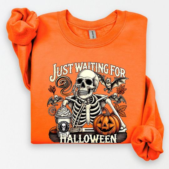 Discover Just Waiting for Halloween Sweatshirt, Halloween Tee, Funny Halloween Shirt