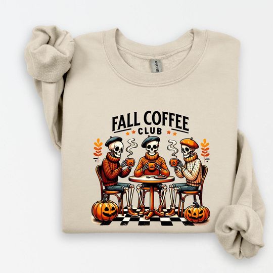 Discover Cute Skeleton Drinking Coffee Sweatshirt,Skeleton Ice Coffee,Spooky Season