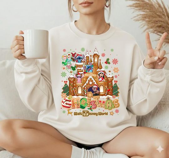 Discover Comfort Colors Lilo And Stitch Very Merry Christmas Shirt, Walt Disneyworld Christmas, Christmas Party 2025 Gingerbread Shirt, Magic Kingdom