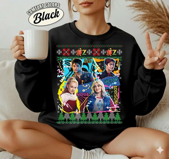 Discover Zombies 4 Movie Ugly Christmas Shirt, Disneyland Xmas Family Matching, Xmas Sweatshirt, Zed And Addison, Victor And Nova, Disneyland Zombies