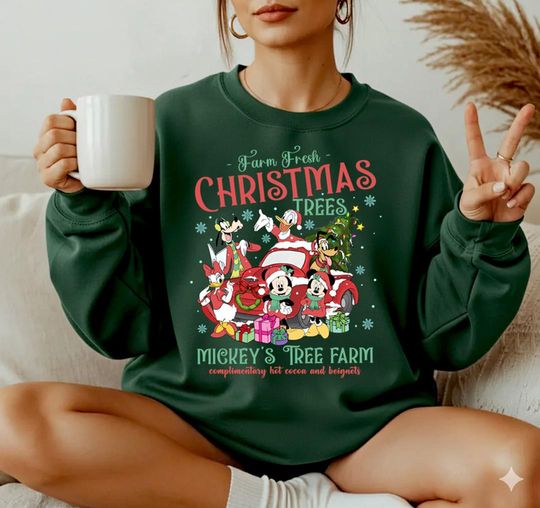 Discover Comfort Colors Mickey And Friends Farm Fresh Christmas Trees Shirt, Mickey's Tree Farm Shirt, Disneyland Christmas, Very Merry Christmas Tee