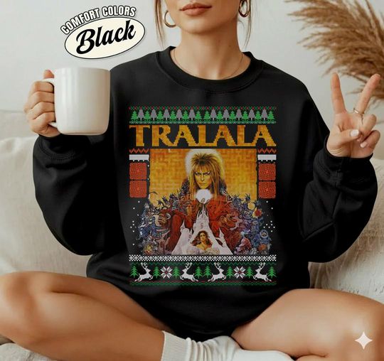 Discover Comfort Colors Tralala Ugly Christmas Shirt, The Labyrinth Christmas Shirt, Jareth The Goblin King Sweatshirt, Christmas Movie, Xmas Holiday