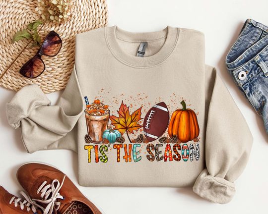 Discover Tis The Season Sweatshirt, Fall Pumpkin Shirt, Football Shirts For Women, Women Fall Tees, Fall Season Shirts, Cute Pumpkin Shirt, Fall Tee